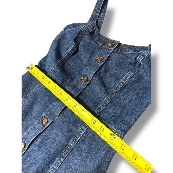 Madewell Dark Indigo Denim Shank Button-Front Tank Dress Sleeveless Midi Dress - Picture 10 of 16